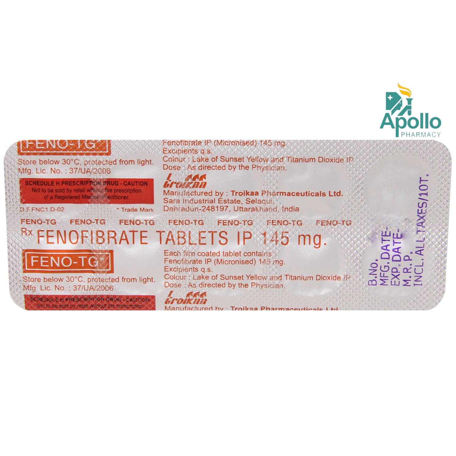 Feno TG Tablet 10's, Pack of 10 TABLETS Feno TG Tablet 10's, Pack of 10 TABLETS