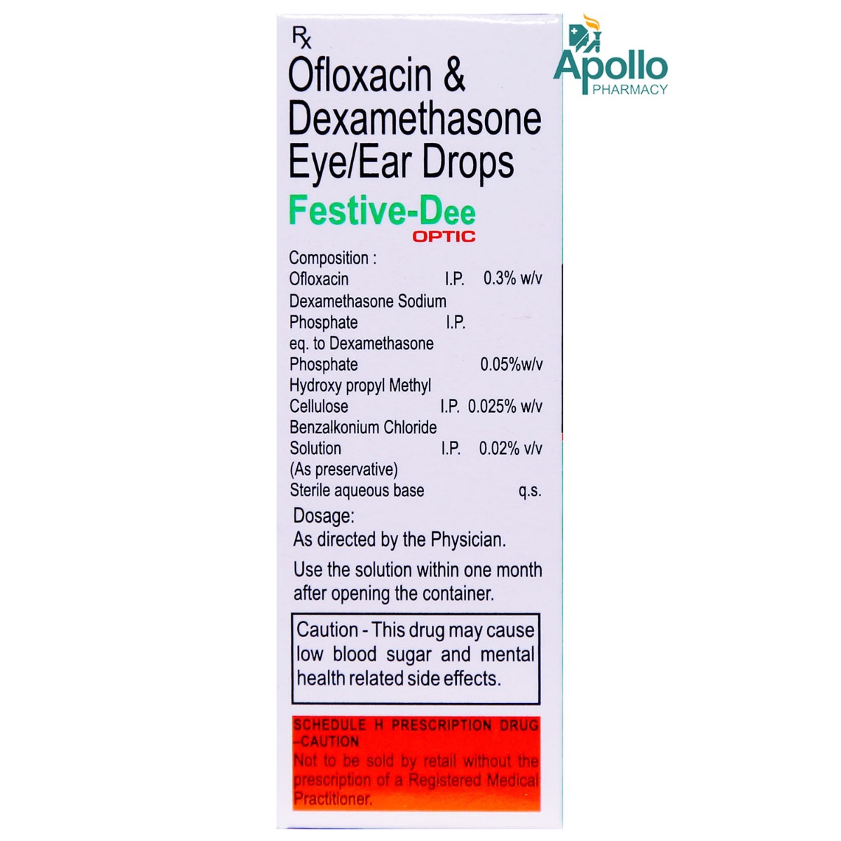 Festive Dee Optic Eye/Ear Drops 10 ml, Pack of 1 EYE/EAR DROPS Festive Dee Optic Eye/Ear Drops 10 ml, Pack of 1 EYE/EAR DROPS