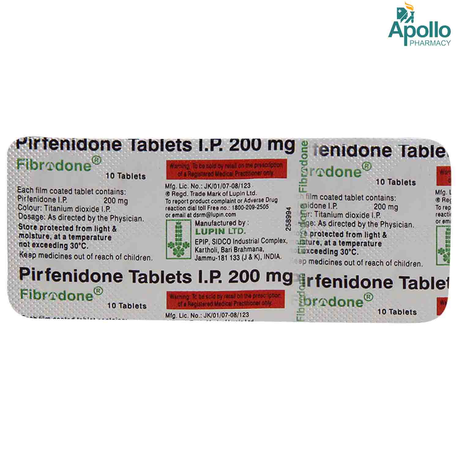Fibrodone Tablet 10's, Pack of 10 TABLETS Fibrodone Tablet 10's, Pack of 10 TABLETS