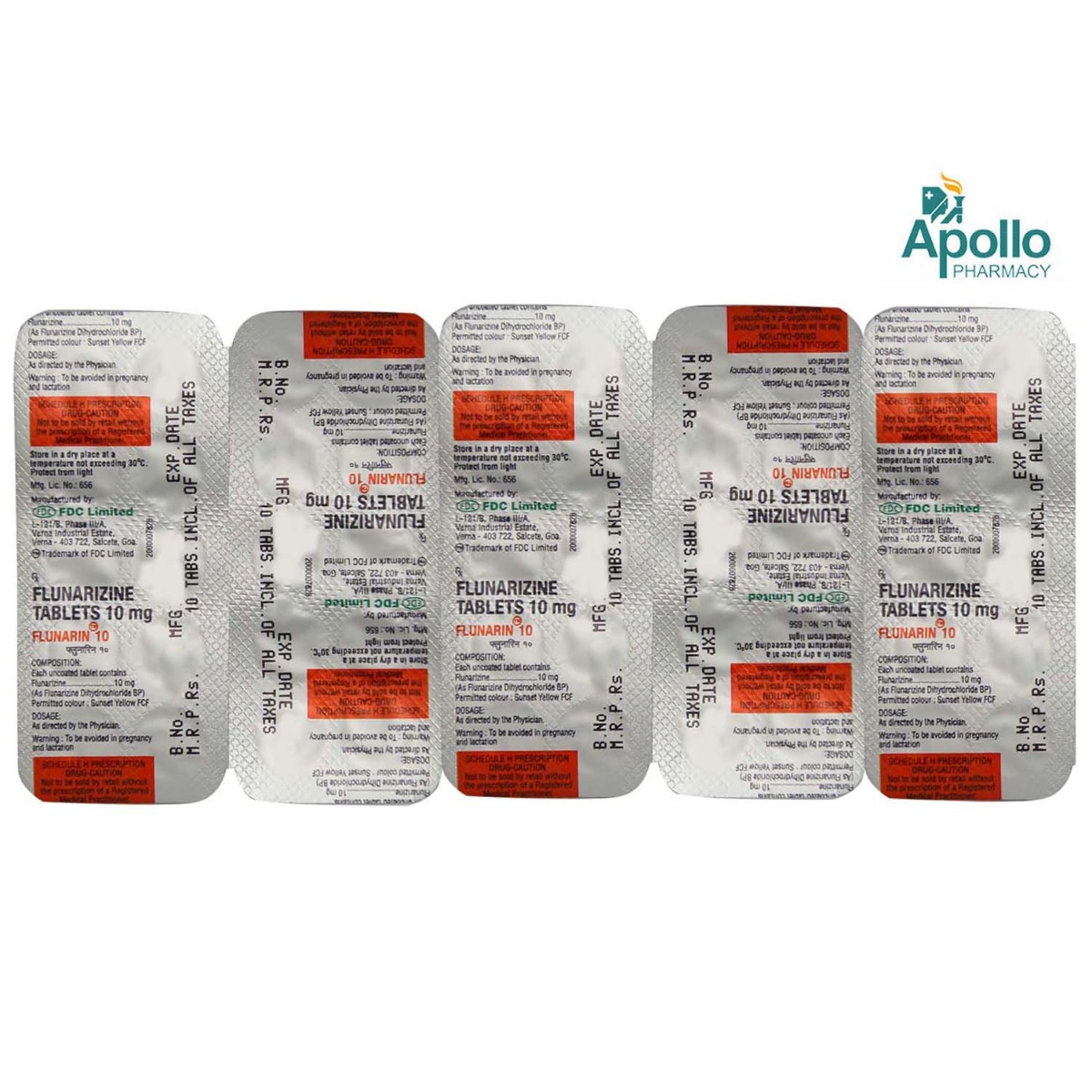 Flunarin 10 Tablet 10's, Pack of 10 TABLETS Flunarin 10 Tablet 10's, Pack of 10 TABLETS