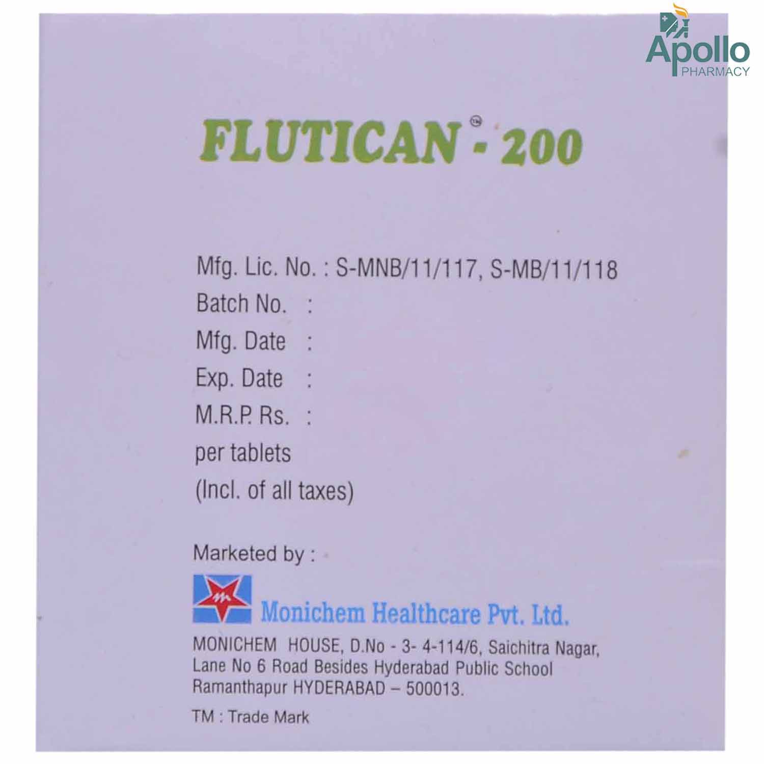 Flutican-200 Tablet 1's, Pack of 1 TABLET Flutican-200 Tablet 1's, Pack of 1 TABLET
