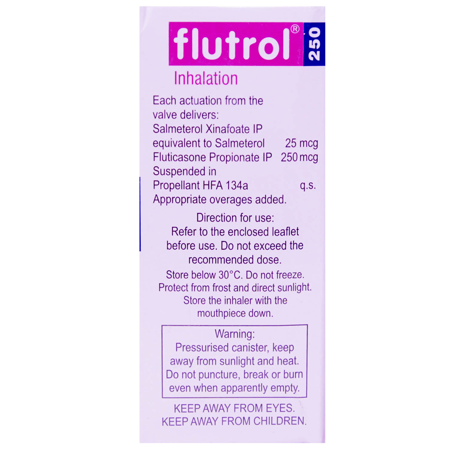 Flutrol 250 Inhaler 120 mdi, Pack of 1 Flutrol 250 Inhaler 120 mdi, Pack of 1