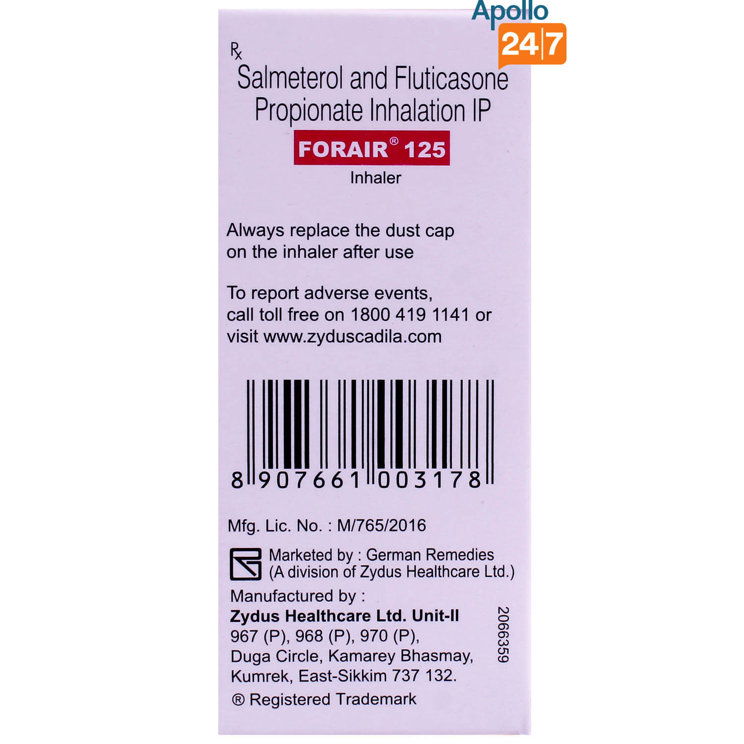 Forair 125 Inhaler 120 mdi, Pack of 1 Inhaler Forair 125 Inhaler 120 mdi, Pack of 1 Inhaler