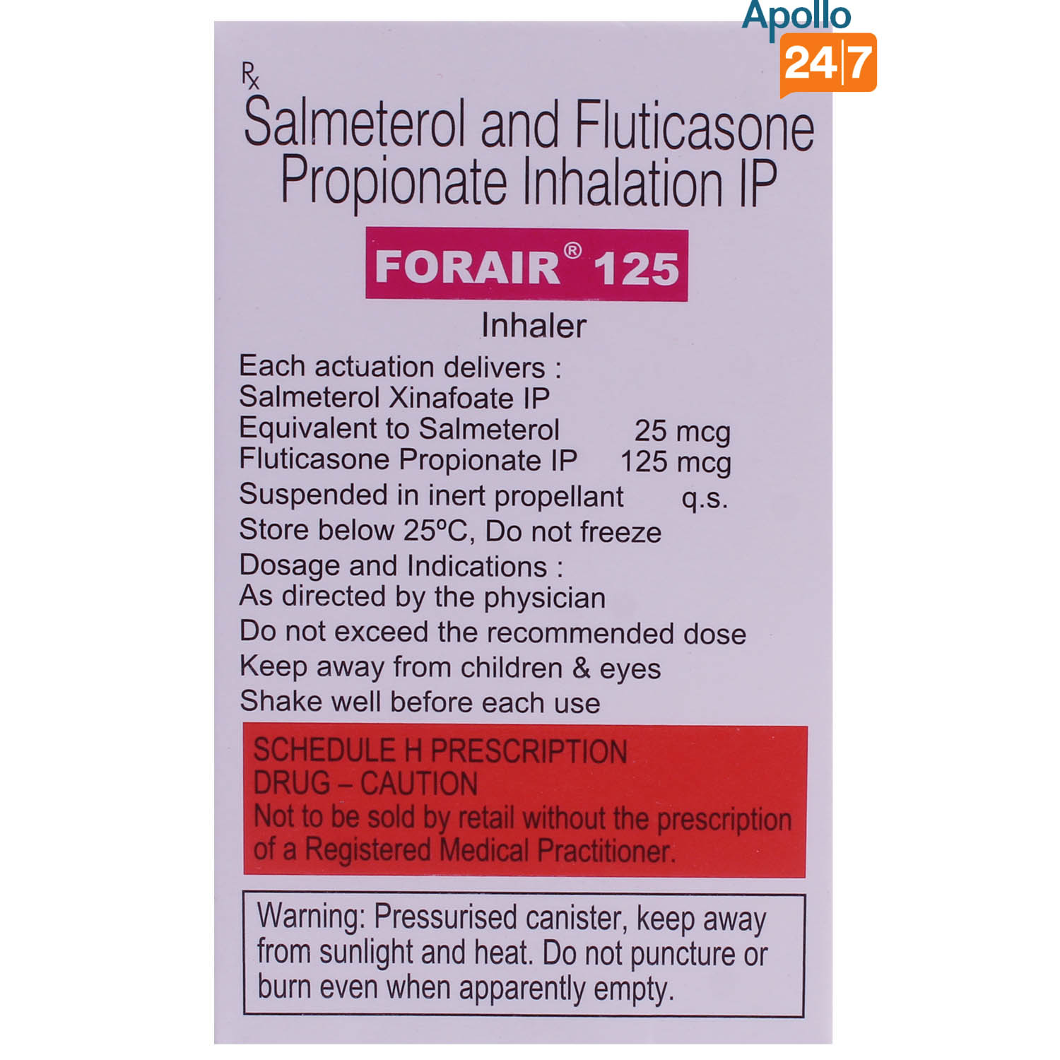 Forair 125 Inhaler 120 mdi, Pack of 1 Inhaler Forair 125 Inhaler 120 mdi, Pack of 1 Inhaler