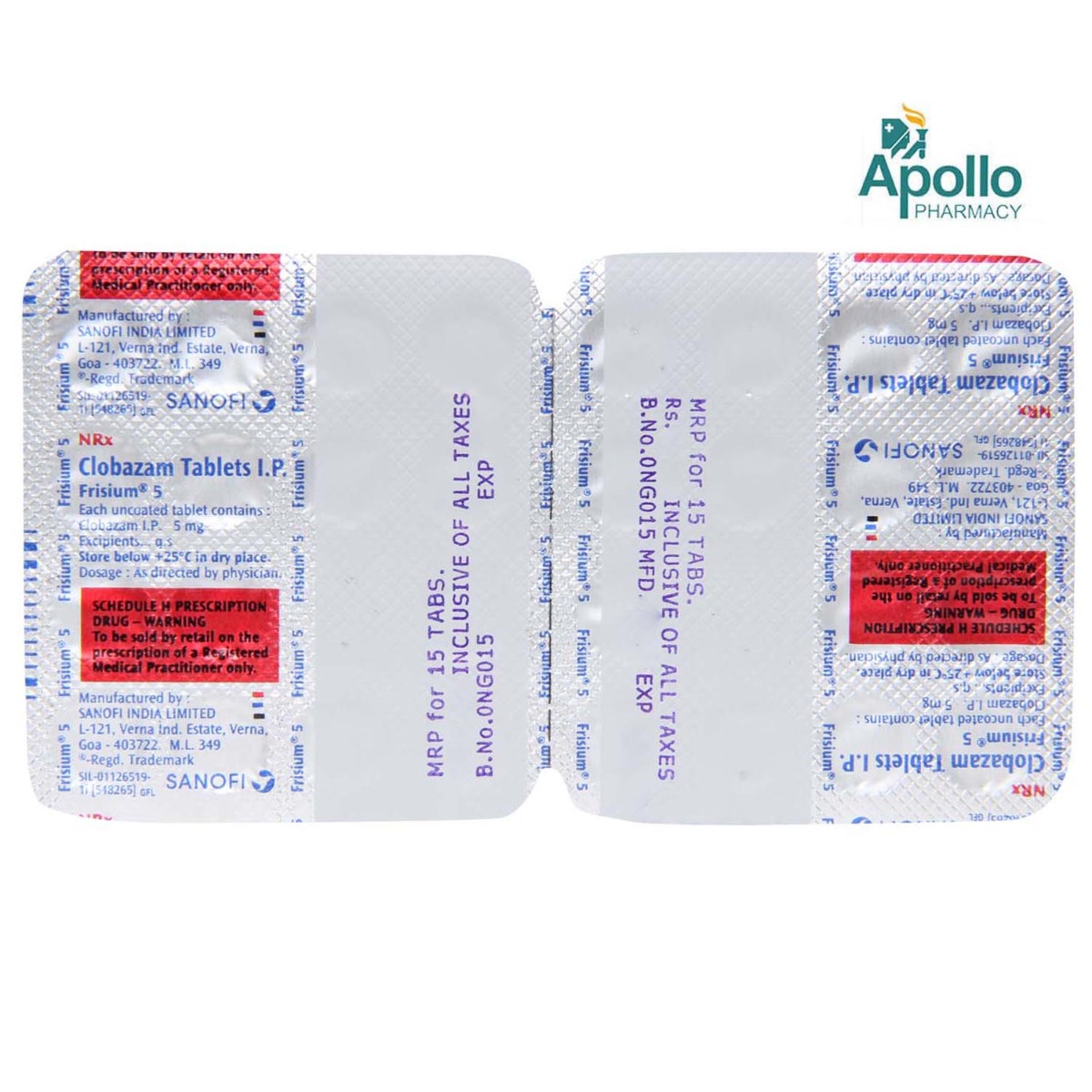 FRISIUM 5MG TABLET, Pack of 10 TABLETS FRISIUM 5MG TABLET, Pack of 10 TABLETS