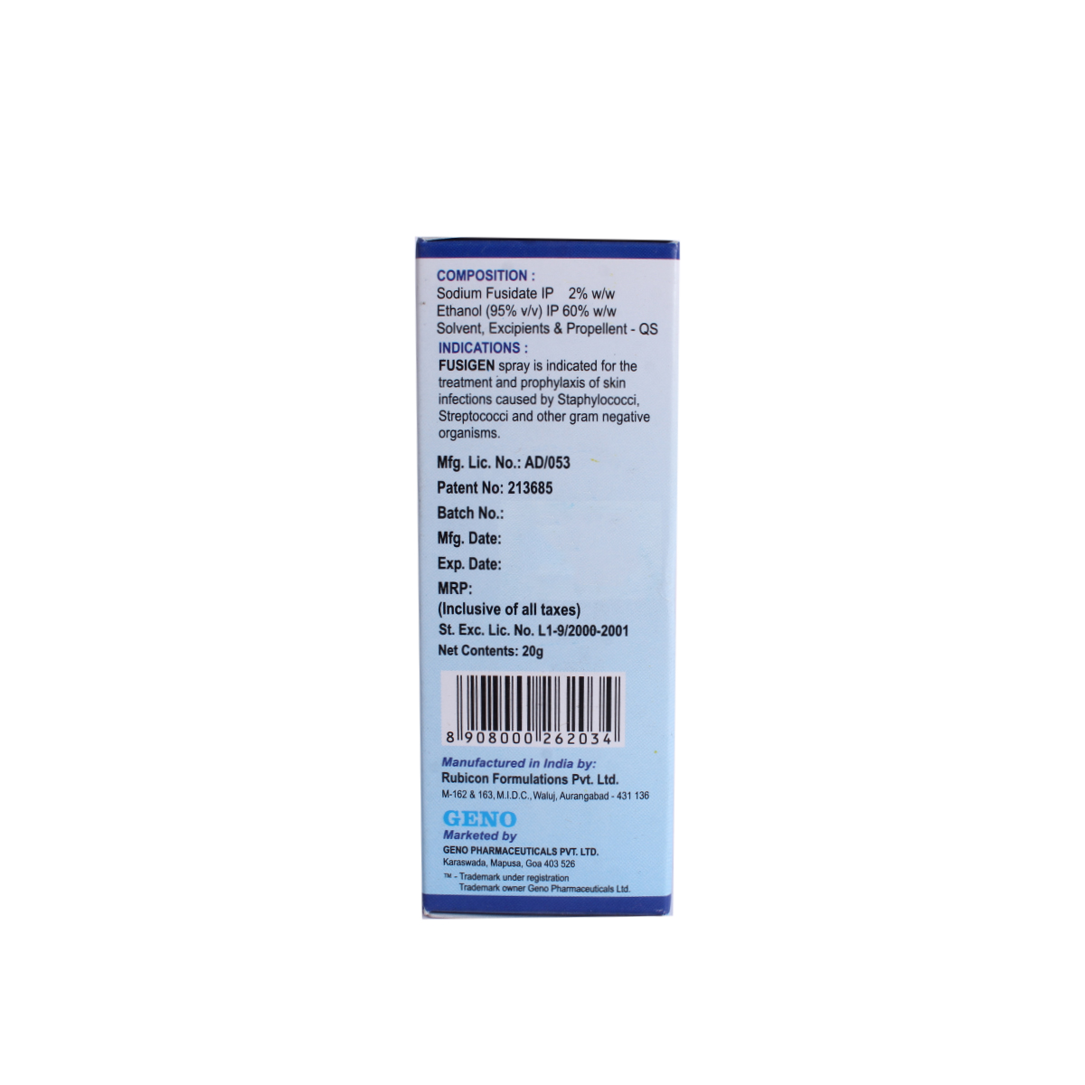 Fusigen Spray 20 gm, Pack of 1 Spray Fusigen Spray 20 gm, Pack of 1 Spray