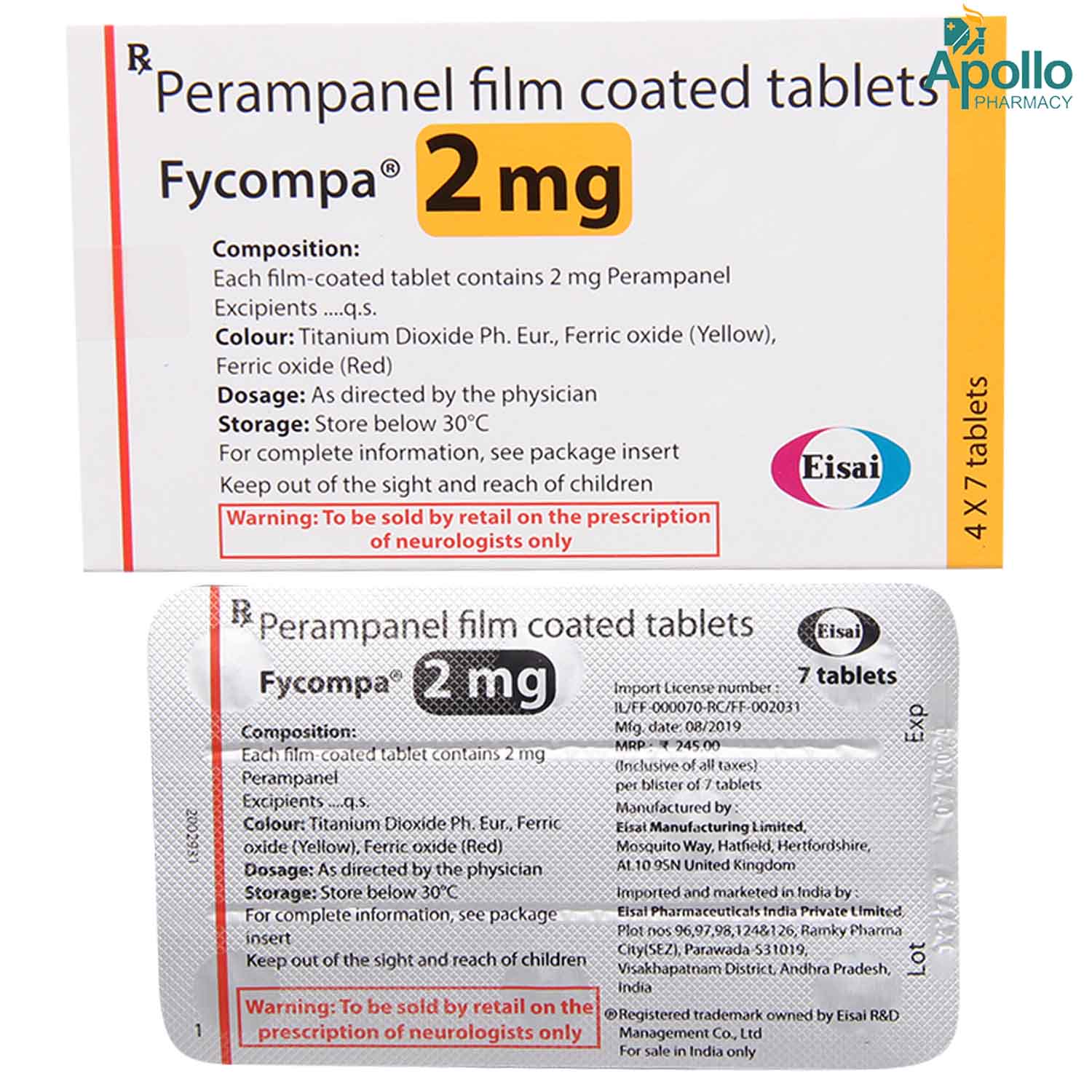 Fycompa 2 Tablet 7's, Pack of 7 TABLETS Fycompa 2 Tablet 7's, Pack of 7 TABLETS