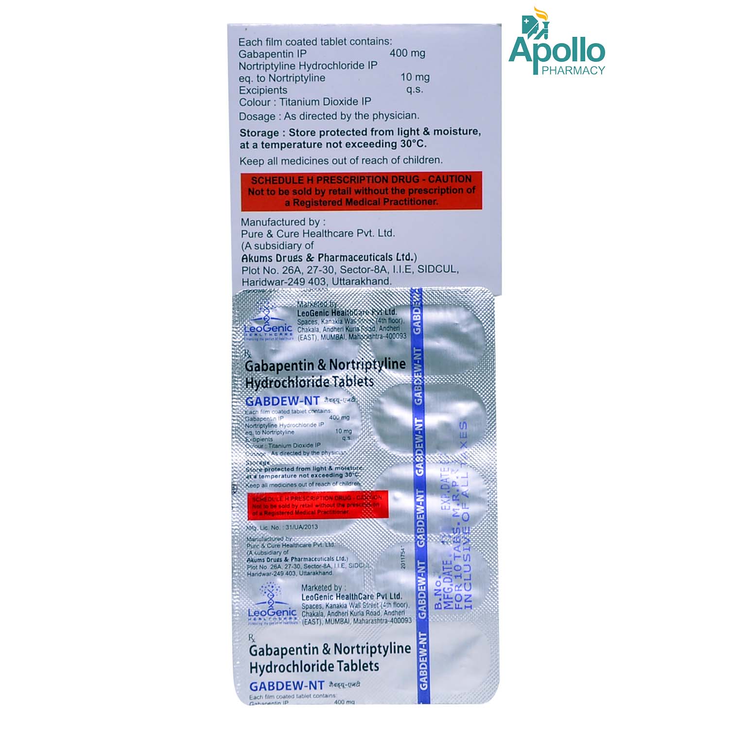 Gabdew-Nt 400Mg Tablet 10'S, Pack of 10 TabletS Gabdew-Nt 400Mg Tablet 10'S, Pack of 10 TabletS