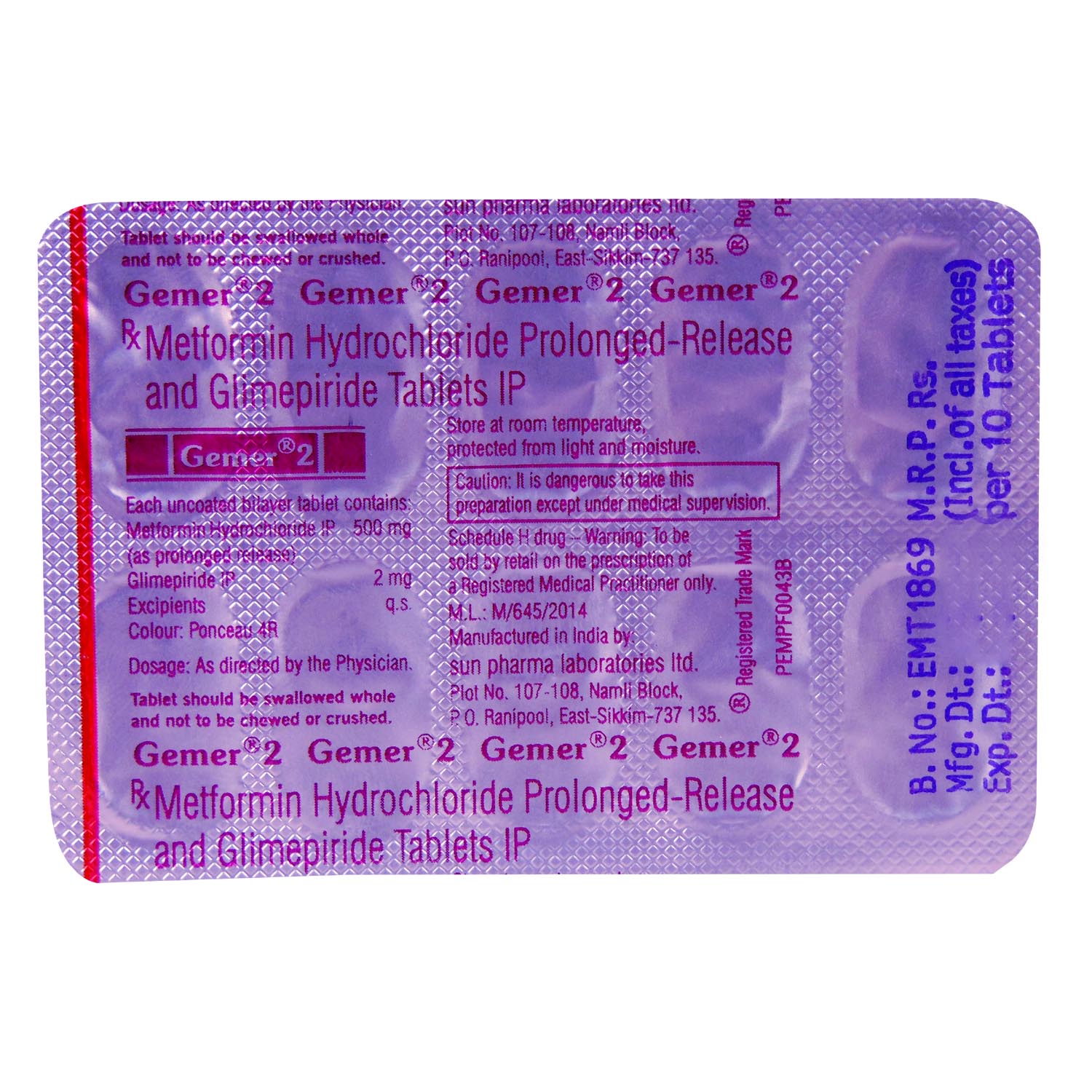 Gemer 2 Tablet 10's, Pack of 10 TABLETS Gemer 2 Tablet 10's, Pack of 10 TABLETS