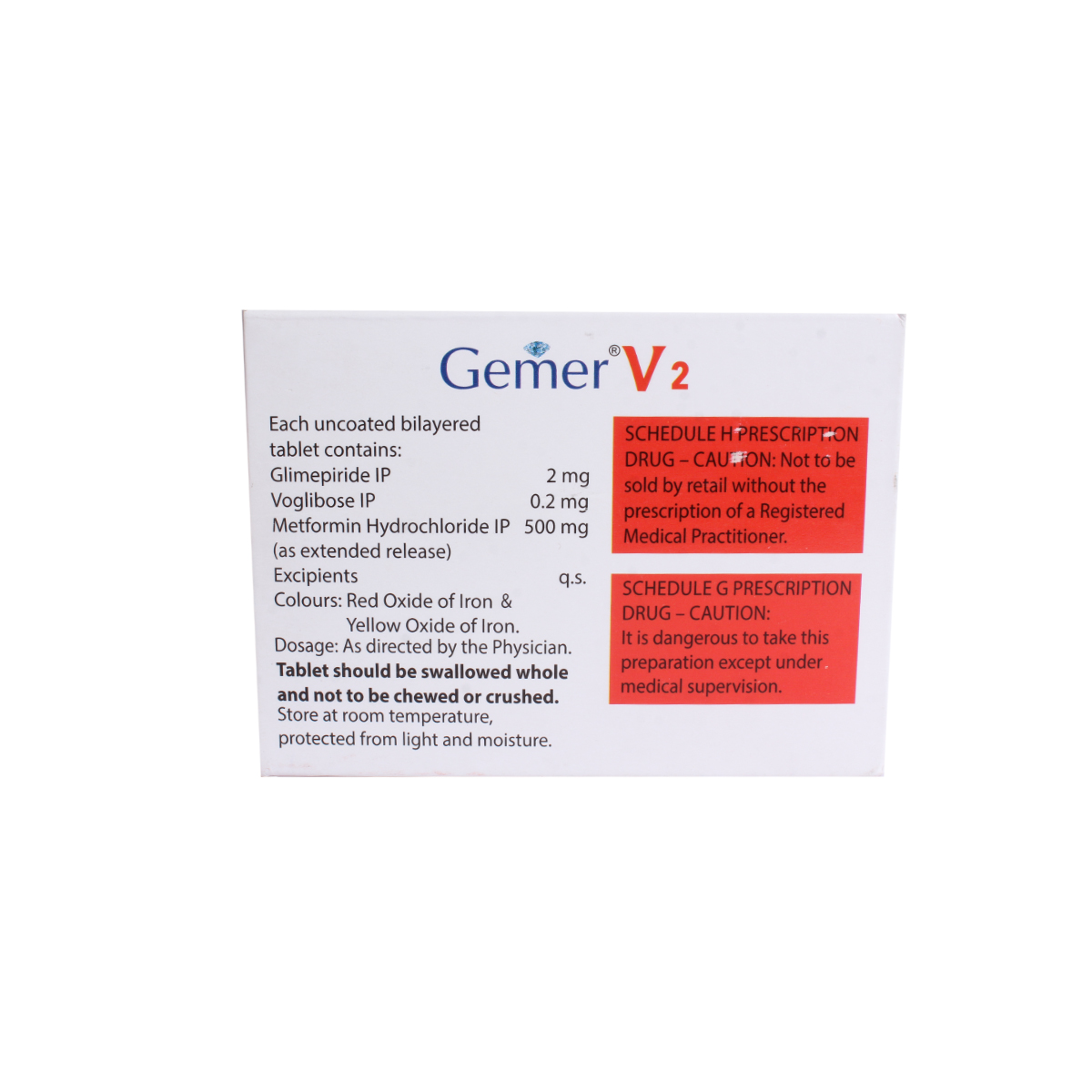 Gemer V 2 Tablet 10's, Pack of 10 TABLETS Gemer V 2 Tablet 10's, Pack of 10 TABLETS