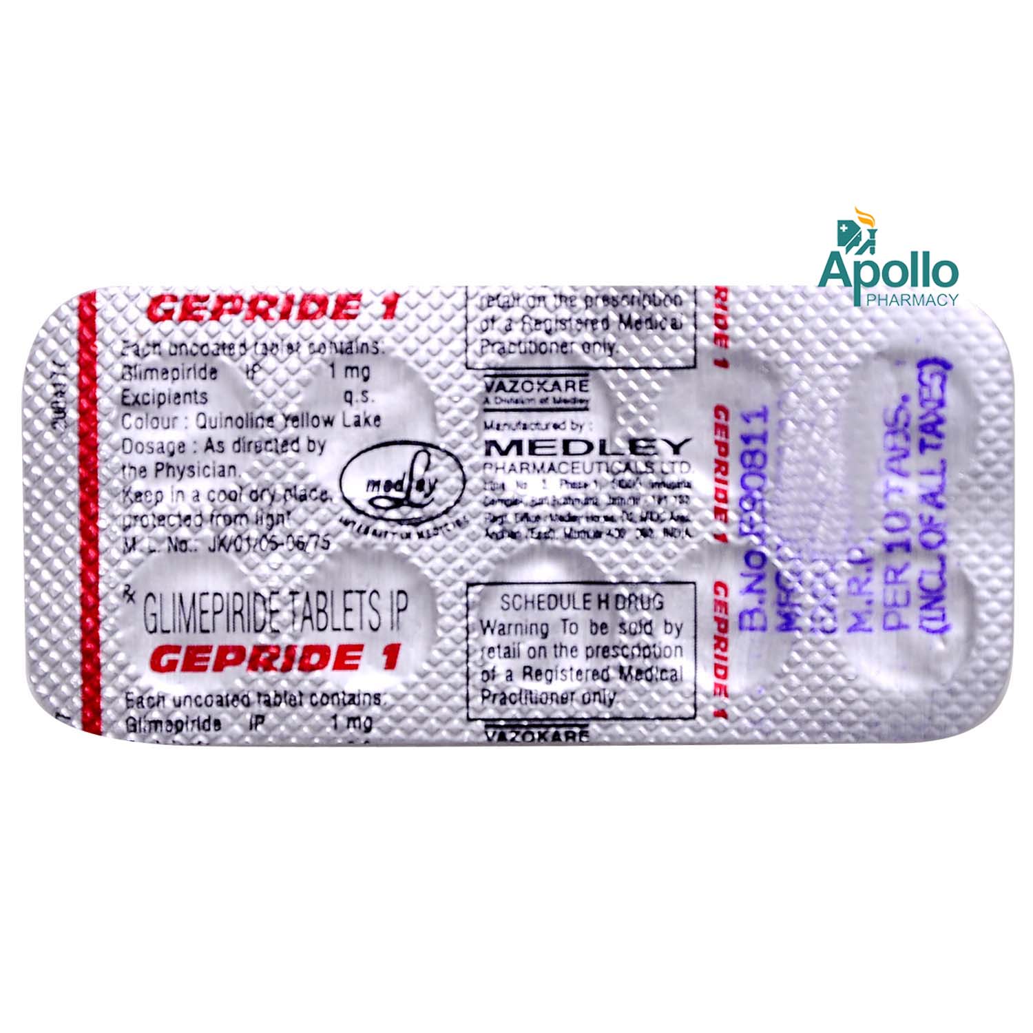 Gepride 1 Tablet 10's, Pack of 10 TABLETS Gepride 1 Tablet 10's, Pack of 10 TABLETS