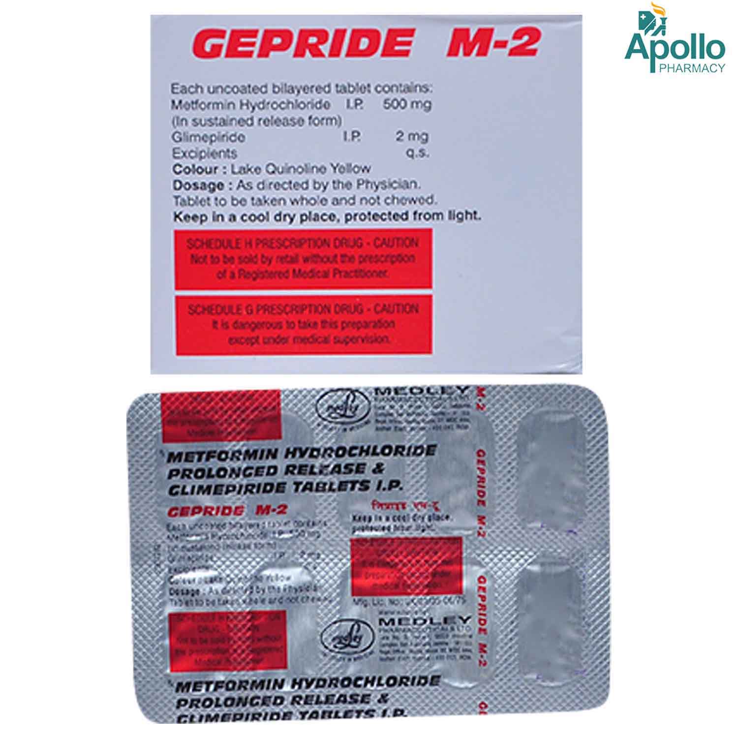 Gepride M 2 Tablet 10's, Pack of 10 TABLETS Gepride M 2 Tablet 10's, Pack of 10 TABLETS