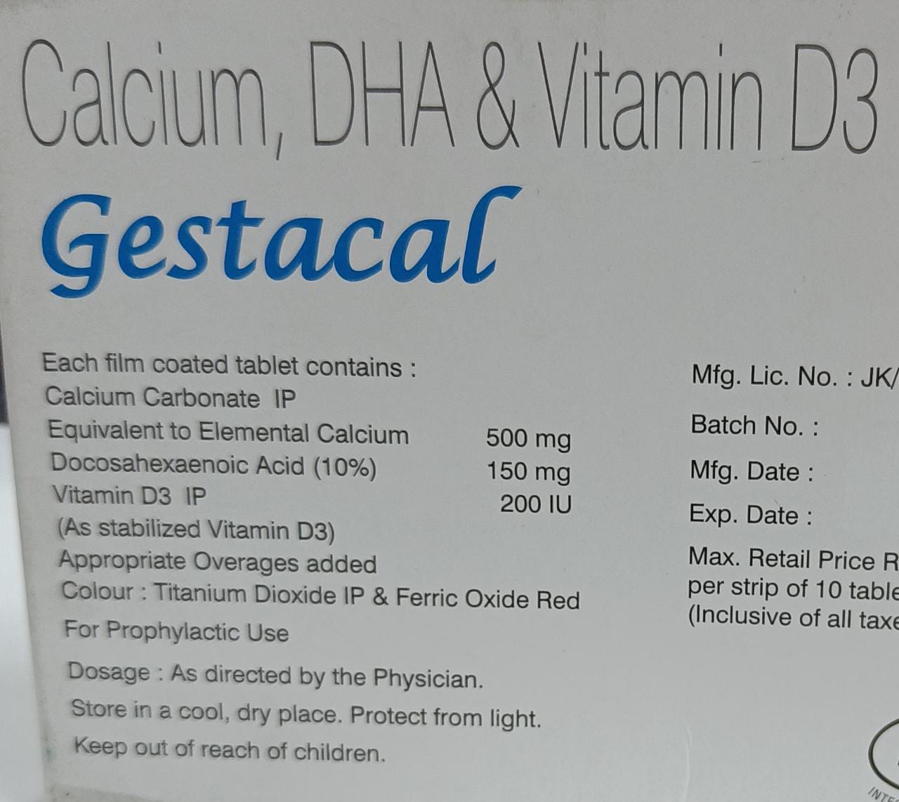 Gestacal Tablet 10's, Pack of 10 Gestacal Tablet 10's, Pack of 10