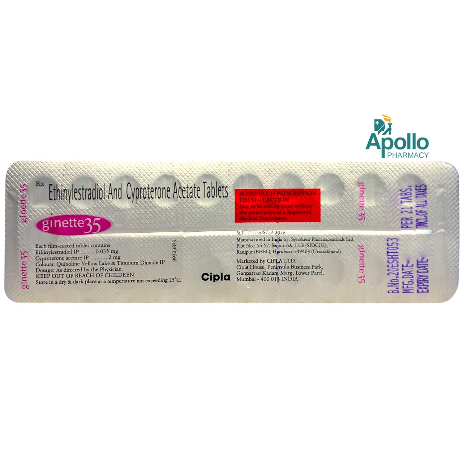 Ginette 35 Tablet 21's, Pack of 1 TABLET Ginette 35 Tablet 21's, Pack of 1 TABLET