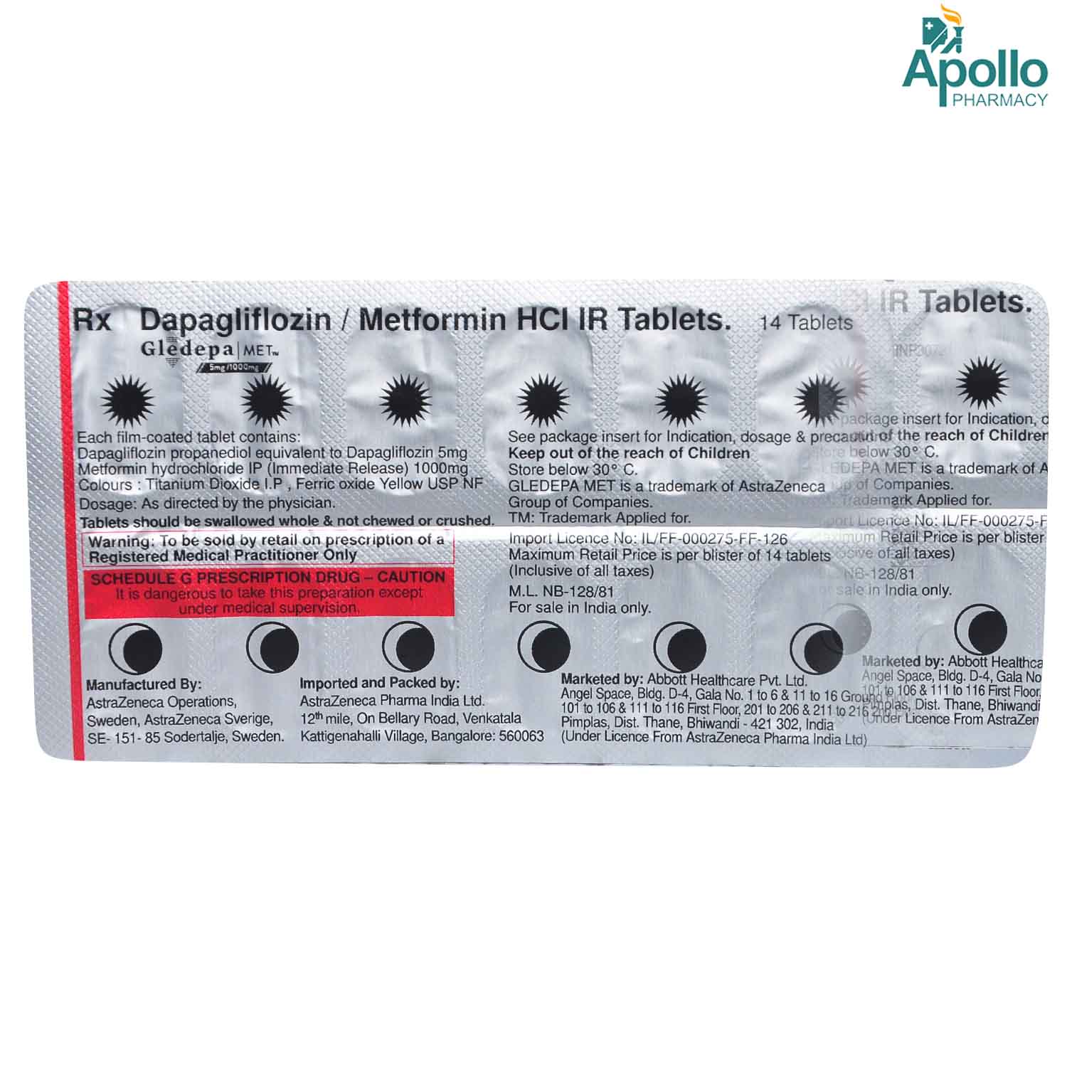 Gledepa Met 5/1000 Tablet 14's, Pack of 14 TABLETS Gledepa Met 5/1000 Tablet 14's, Pack of 14 TABLETS