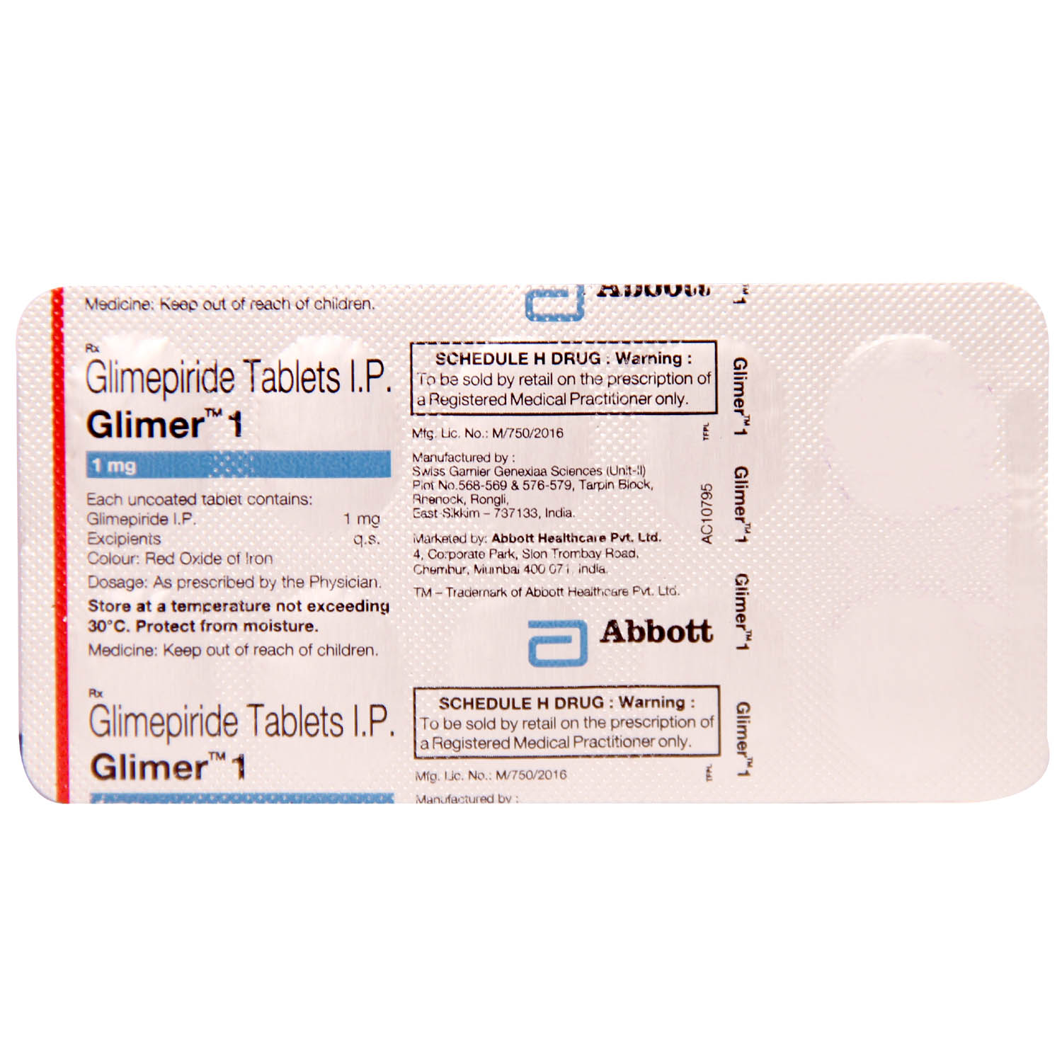 Glimer 1 mg Tablet 10's, Pack of 10 TABLETS Glimer 1 mg Tablet 10's, Pack of 10 TABLETS
