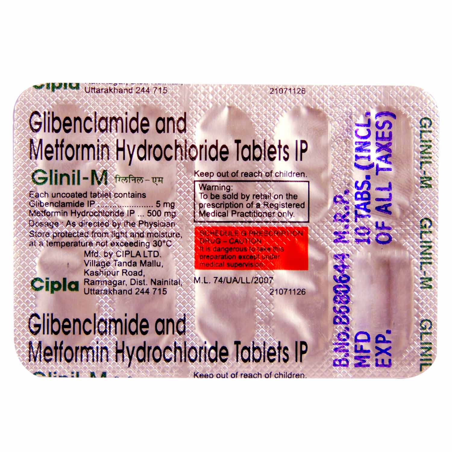 Glinil-M Tablet 10's, Pack of 10 TABLETS Glinil-M Tablet 10's, Pack of 10 TABLETS