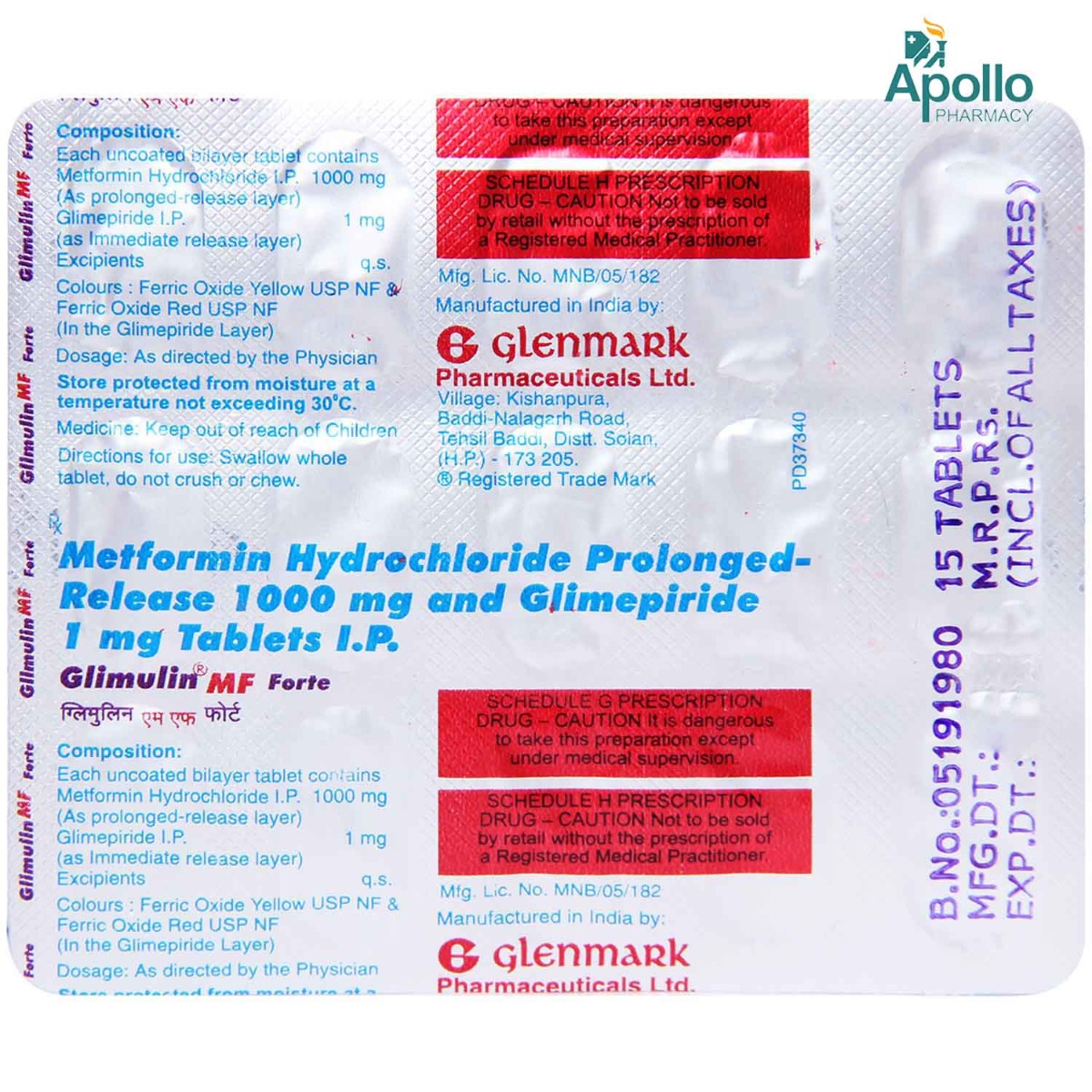 Glimulin MF Forte Tablet 15's, Pack of 15 TABLETS Glimulin MF Forte Tablet 15's, Pack of 15 TABLETS