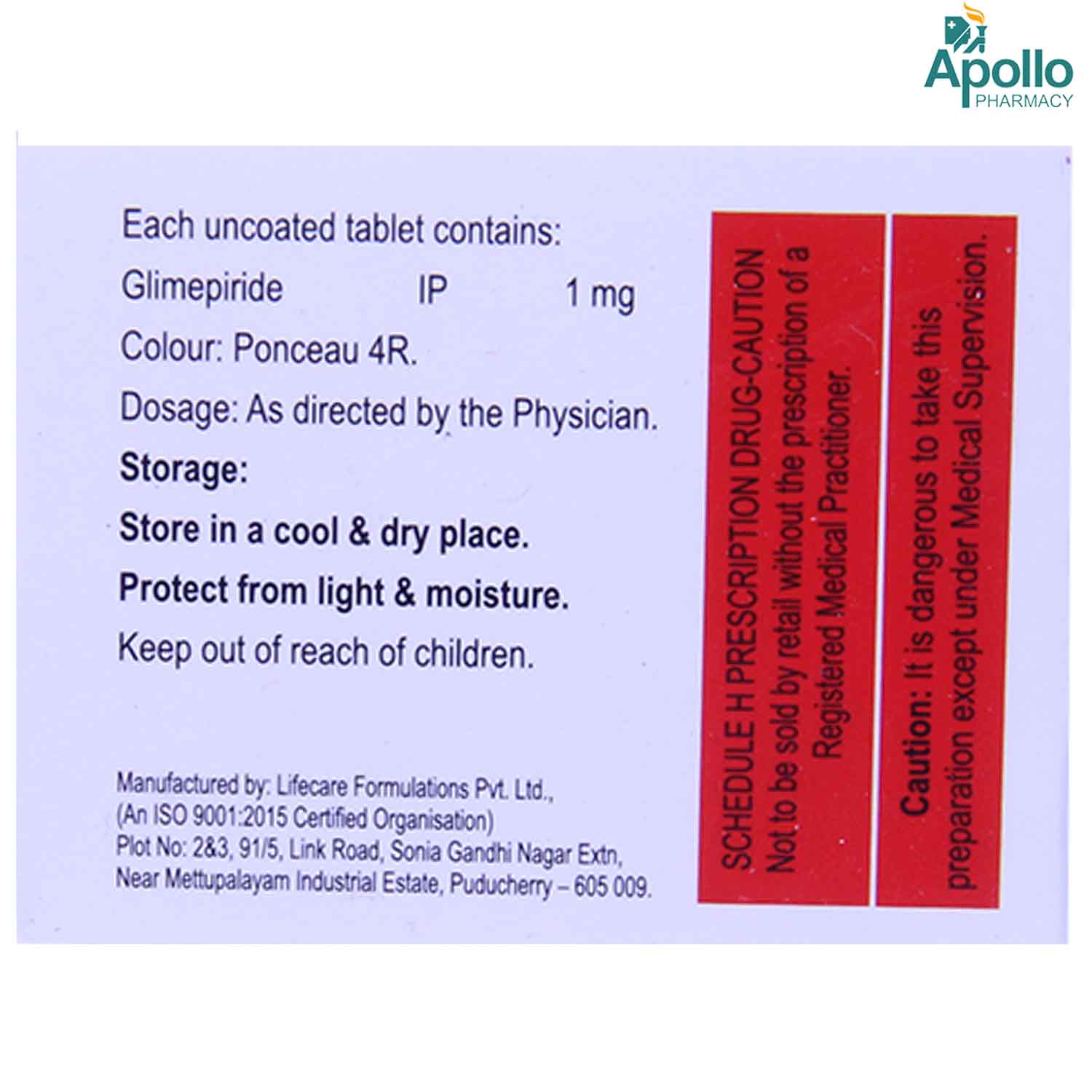 Glimiprime-1 Tablet 10's, Pack of 10 TABLETS Glimiprime-1 Tablet 10's, Pack of 10 TABLETS