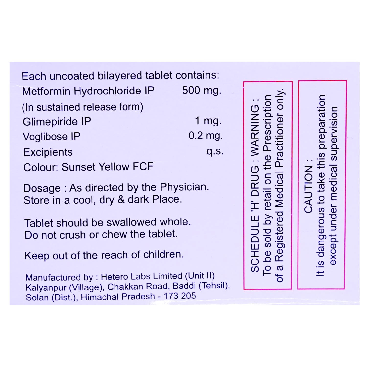 Glimevog-M1 Tablet 10's, Pack of 10 TABLETS Glimevog-M1 Tablet 10's, Pack of 10 TABLETS