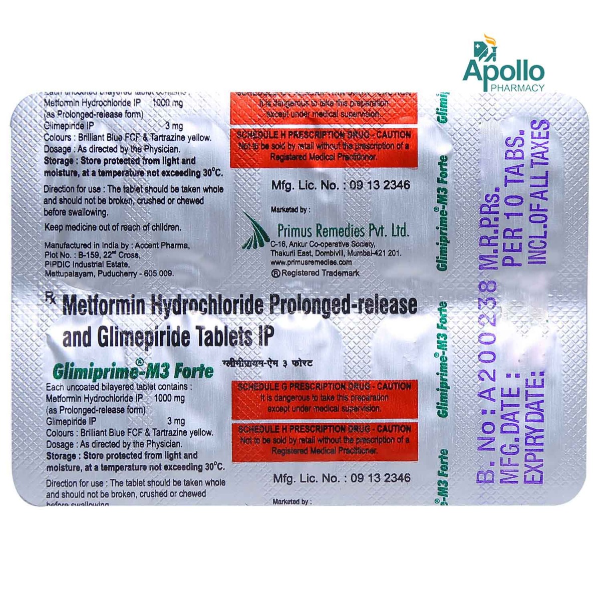 Glimiprime M 3 Forte Tablet 10's, Pack of 10 TABLETS Glimiprime M 3 Forte Tablet 10's, Pack of 10 TABLETS