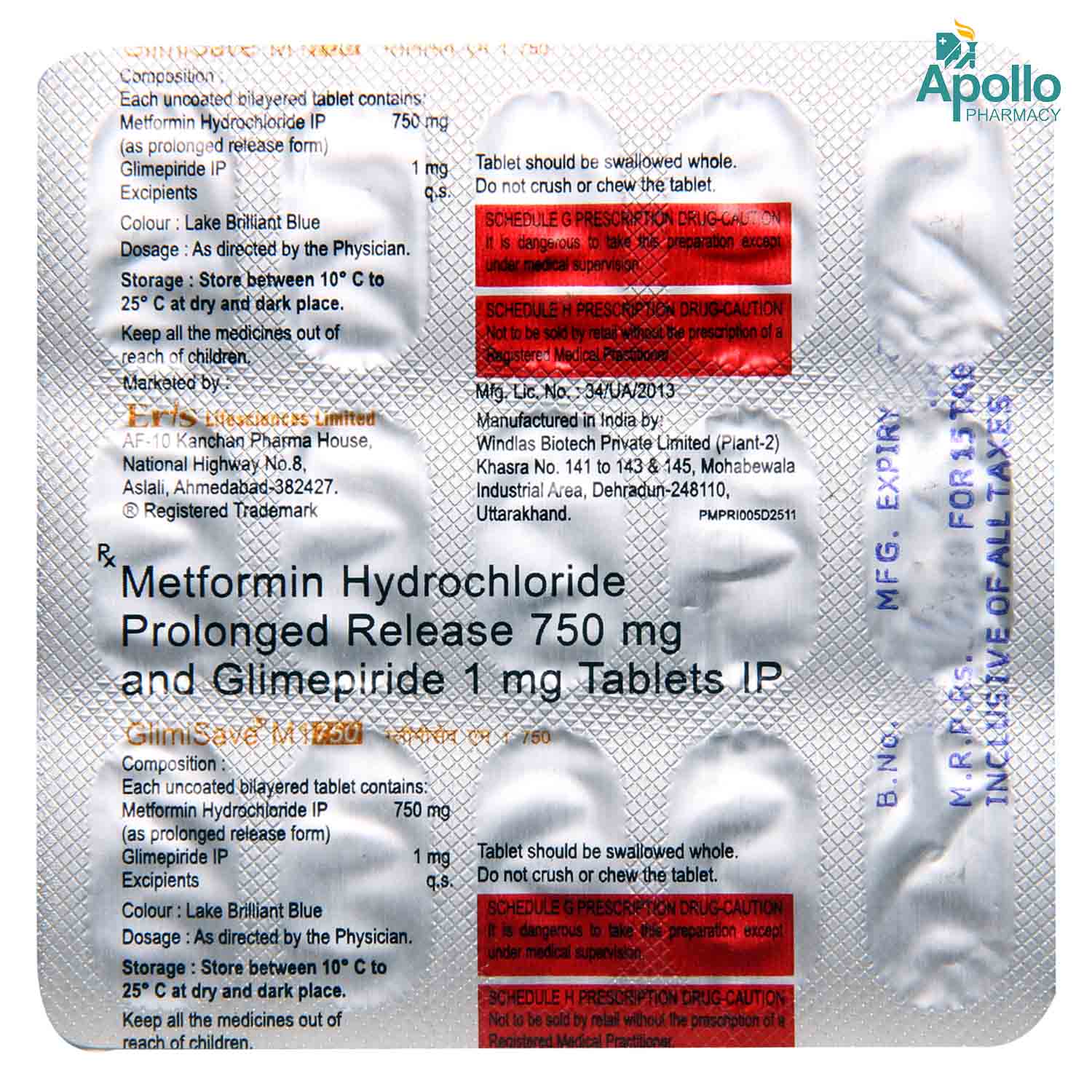 Glimisave M1 750 Tablet 15's, Pack of 15 TABLET PRS Glimisave M1 750 Tablet 15's, Pack of 15 TABLET PRS