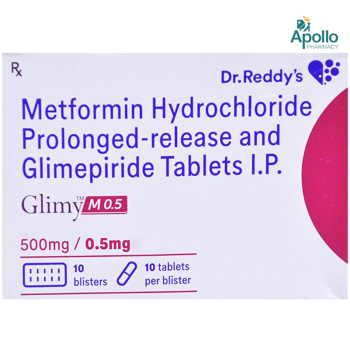 Glimy M 0.5 Tablet 10's, Pack of 10 TABLETS Glimy M 0.5 Tablet 10's, Pack of 10 TABLETS