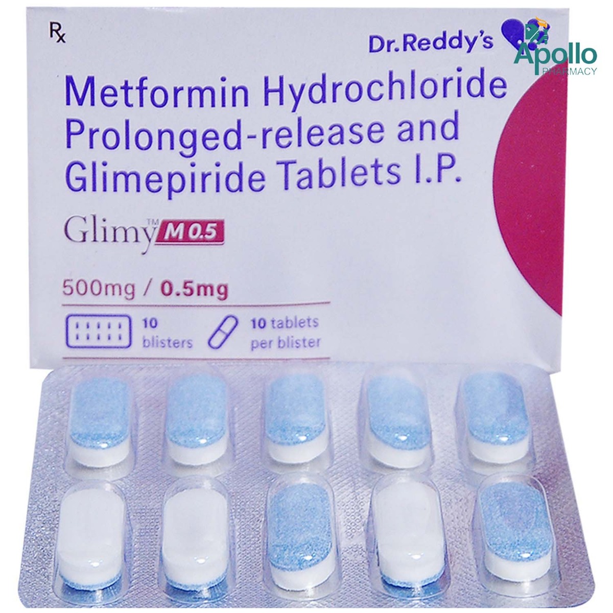 Glimy M 0.5 Tablet 10's, Pack of 10 TABLETS Glimy M 0.5 Tablet 10's, Pack of 10 TABLETS