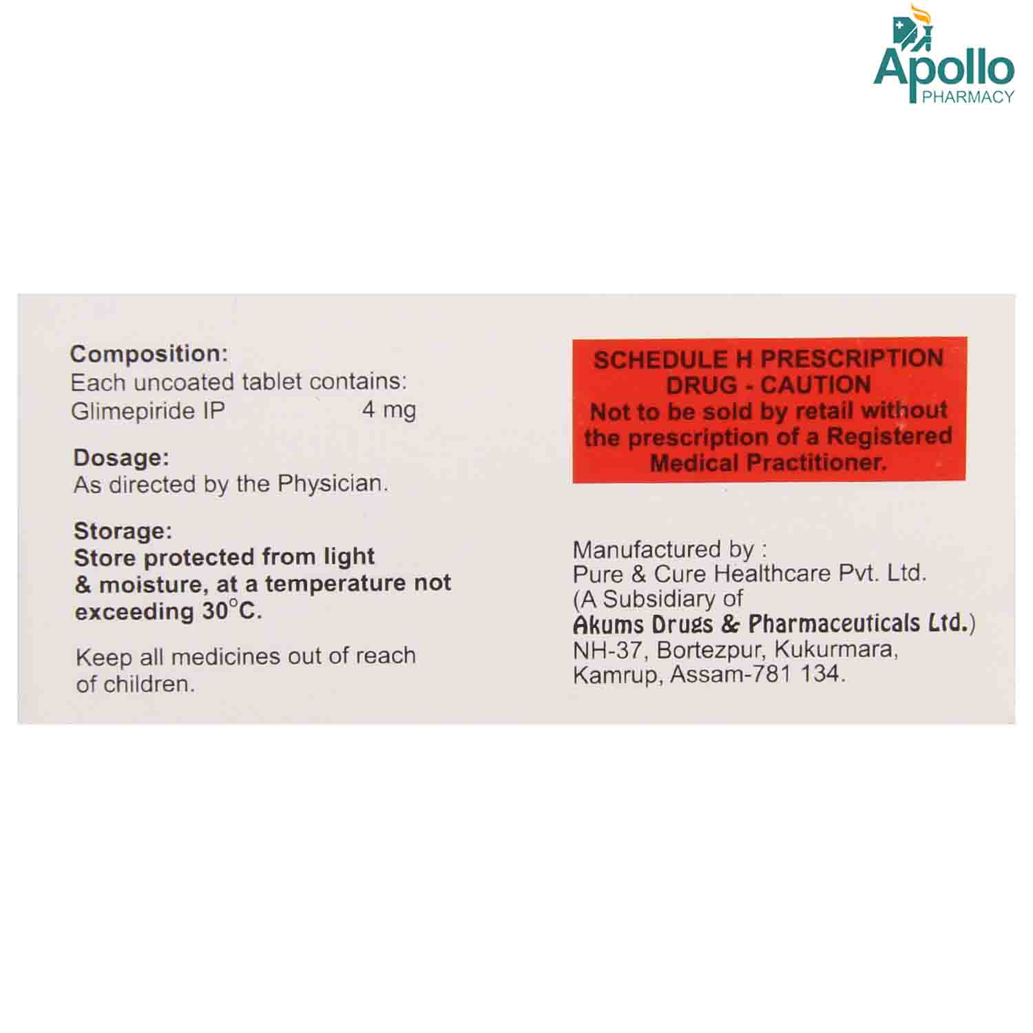 Gliminyle 4 mg Tablet 10's, Pack of 10 TabletS Gliminyle 4 mg Tablet 10's, Pack of 10 TabletS