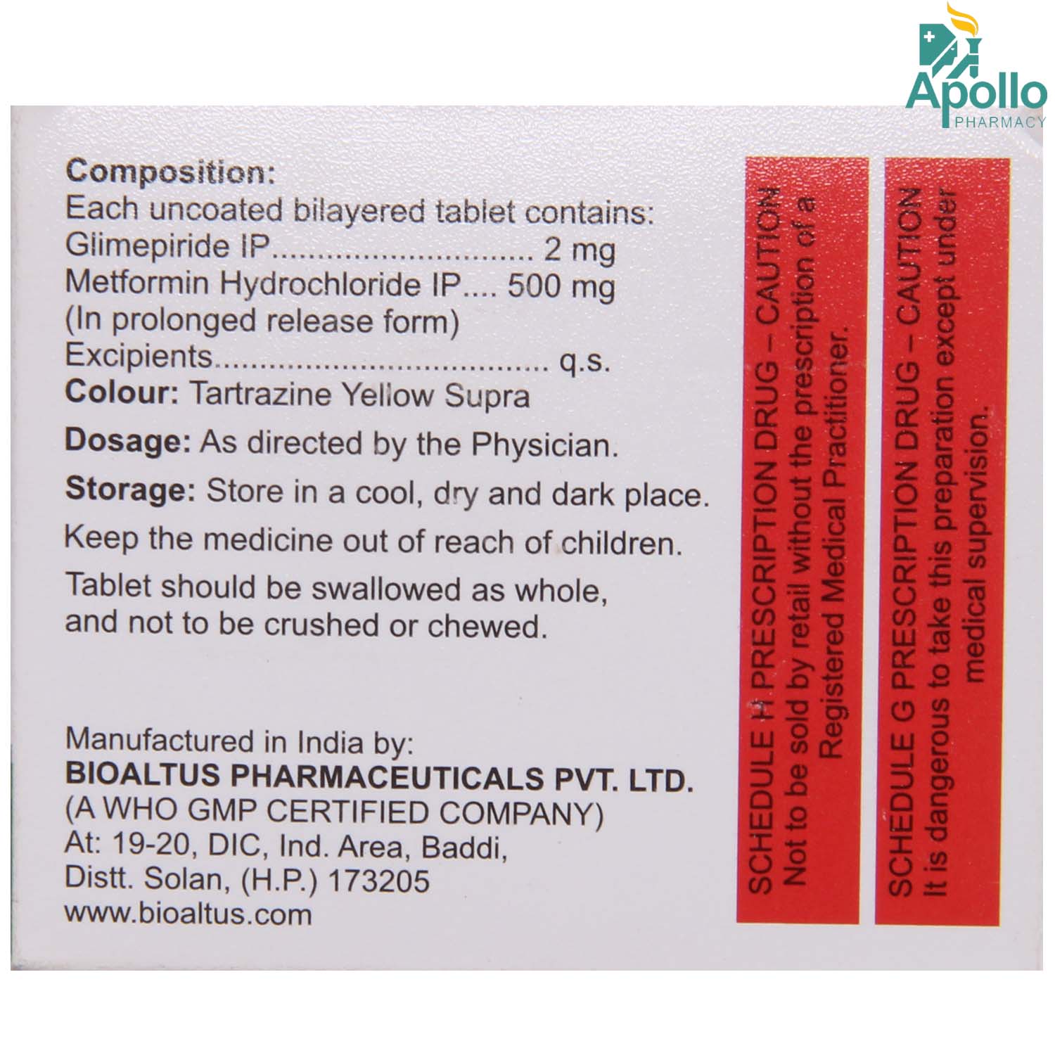 Glimibrod-M 2/500mg Tablet 10's, Pack of 10 TABLETS Glimibrod-M 2/500mg Tablet 10's, Pack of 10 TABLETS