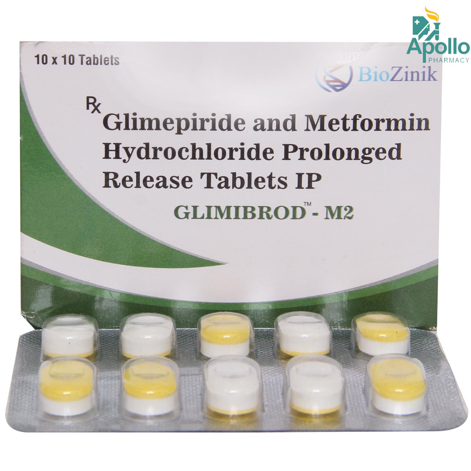 Glimibrod-M 2/500mg Tablet 10's, Pack of 10 TABLETS Glimibrod-M 2/500mg Tablet 10's, Pack of 10 TABLETS