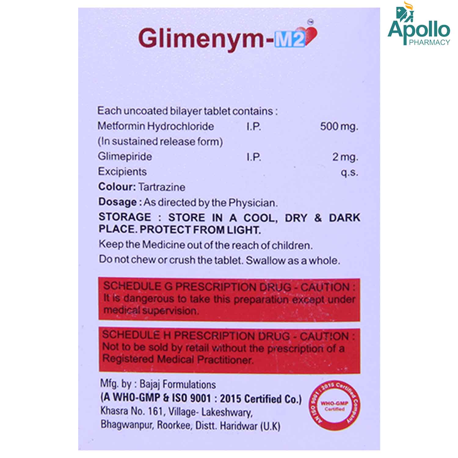 Glimenym-M2 Tablet 10's, Pack of 10 TABLETS Glimenym-M2 Tablet 10's, Pack of 10 TABLETS