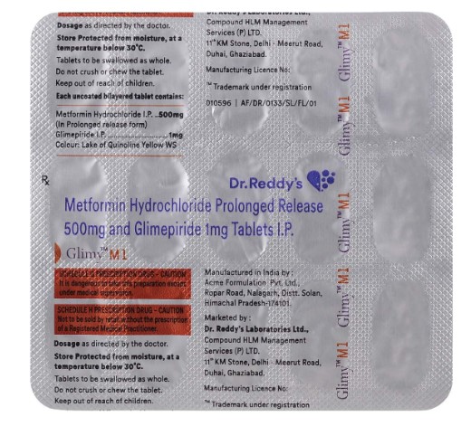 Glimy M Tablet 15's, Pack of 15 TABLETS Glimy M Tablet 15's, Pack of 15 TABLETS