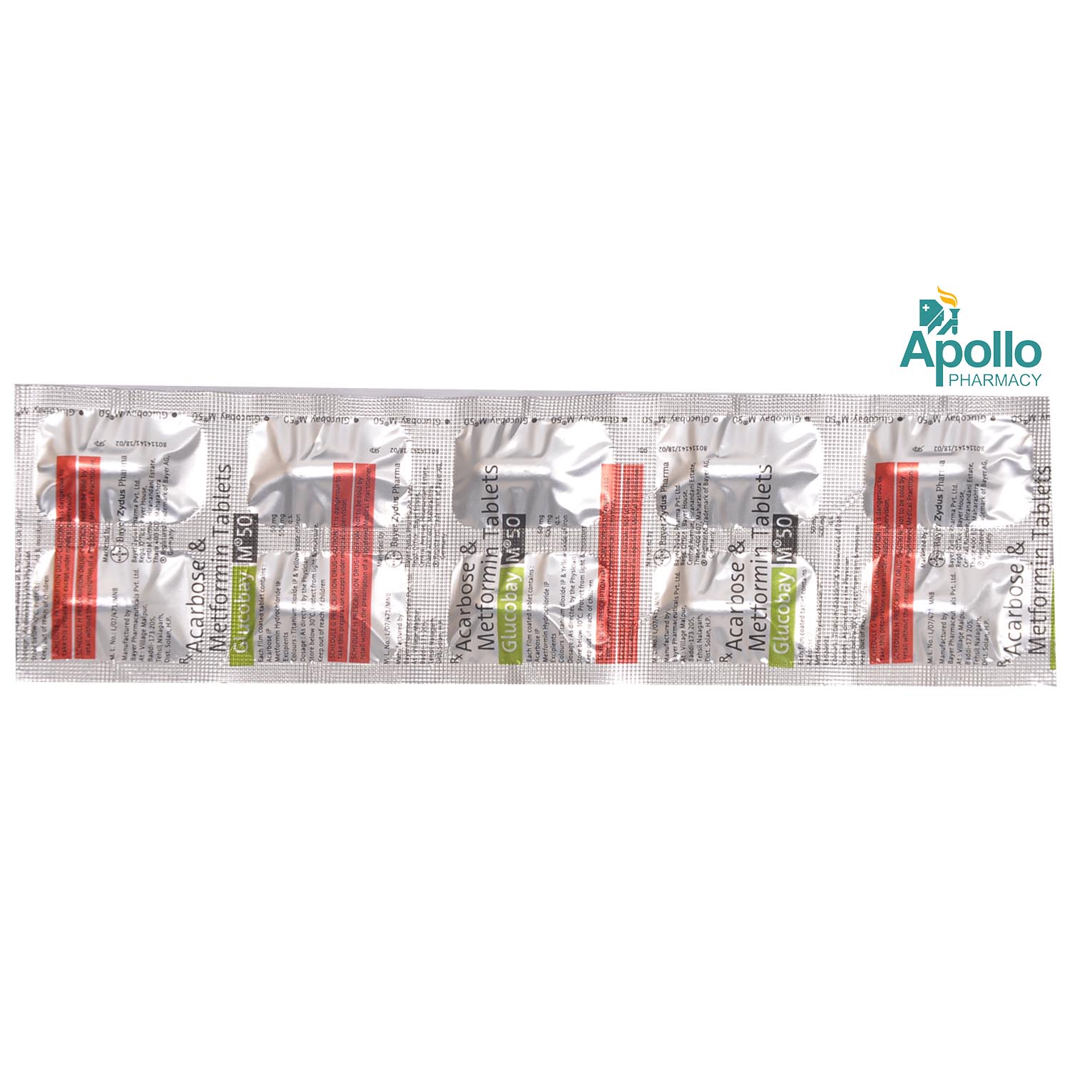 Glucobay M 50 Tablet 10's, Pack of 10 TABLETS Glucobay M 50 Tablet 10's, Pack of 10 TABLETS