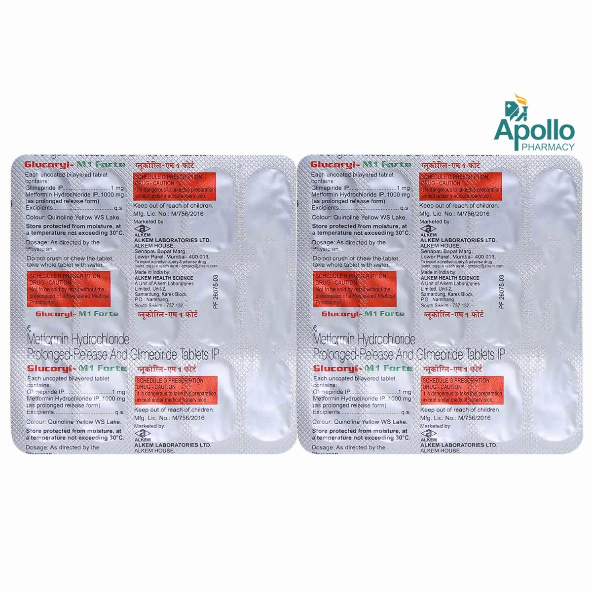 Glucoryl-M 1 Forte Tablet 15's, Pack of 15 TabletS Glucoryl-M 1 Forte Tablet 15's, Pack of 15 TabletS