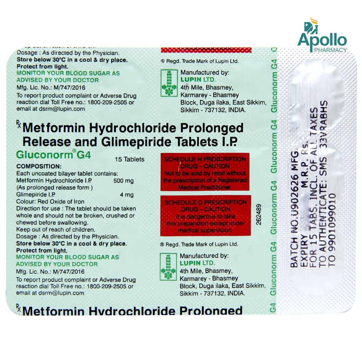 Gluconorm G 4 Tablet 15's, Pack of 15 TABLETS Gluconorm G 4 Tablet 15's, Pack of 15 TABLETS