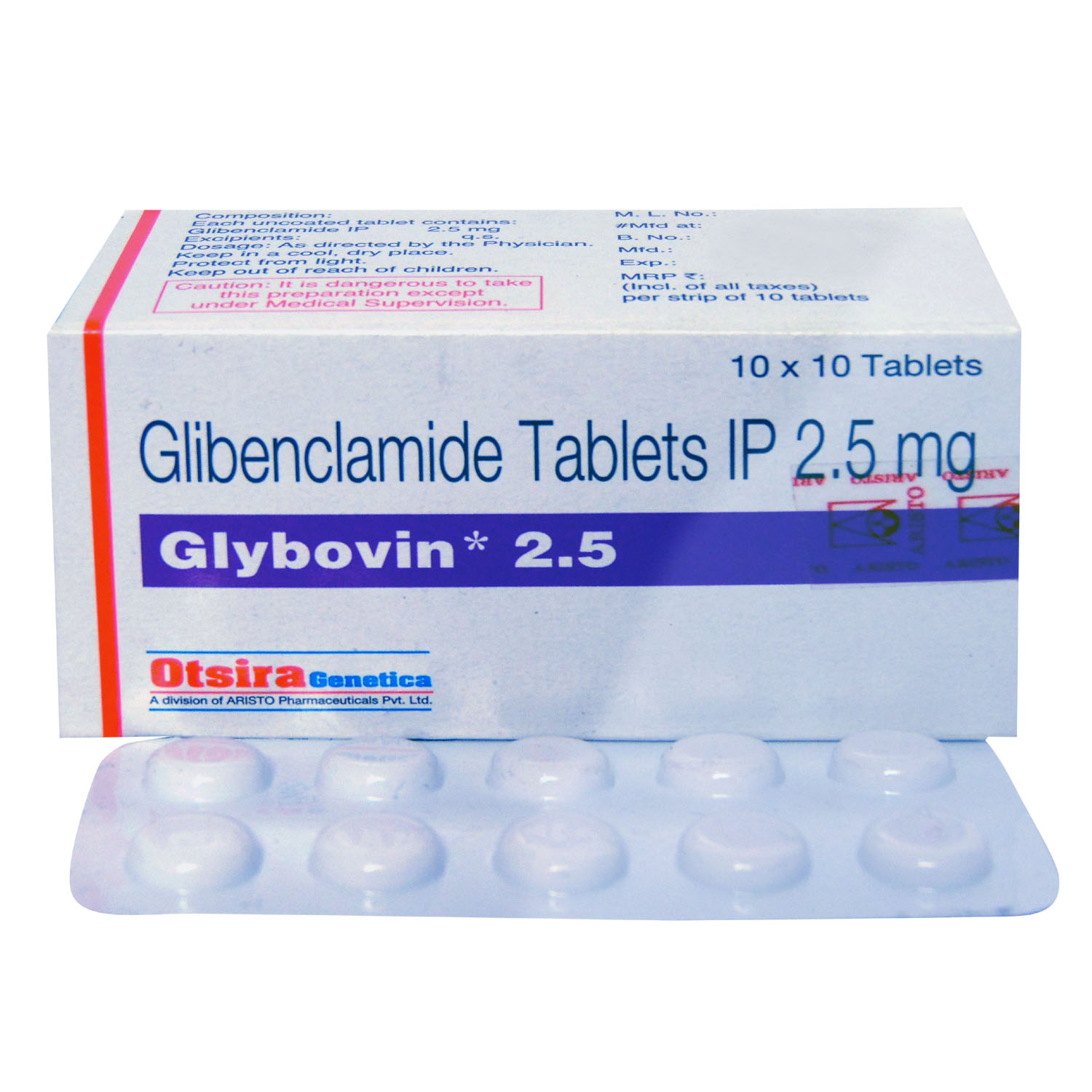 Glybovin 2.5 mg Tablet 10's, Pack of 10 TABLETS Glybovin 2.5 mg Tablet 10's, Pack of 10 TABLETS
