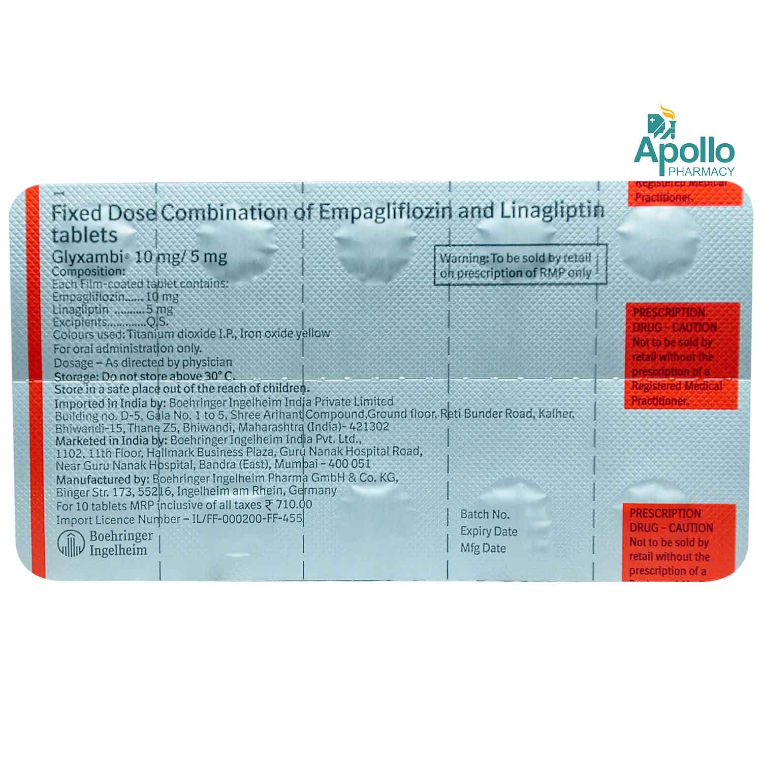 Glyxambi 10mg/5mg Tablet 10's, Pack of 10 TABLETS Glyxambi 10mg/5mg Tablet 10's, Pack of 10 TABLETS