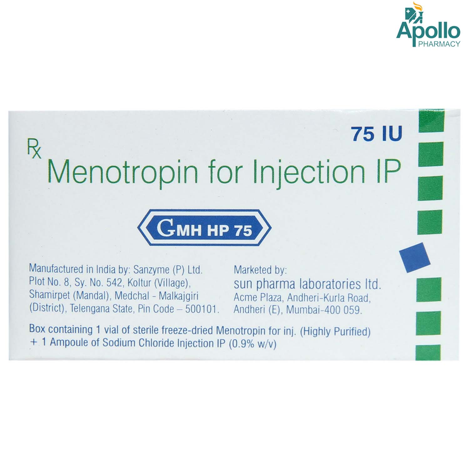 GMH HP 75 Injection 1's, Pack of 1 Injection GMH HP 75 Injection 1's, Pack of 1 Injection