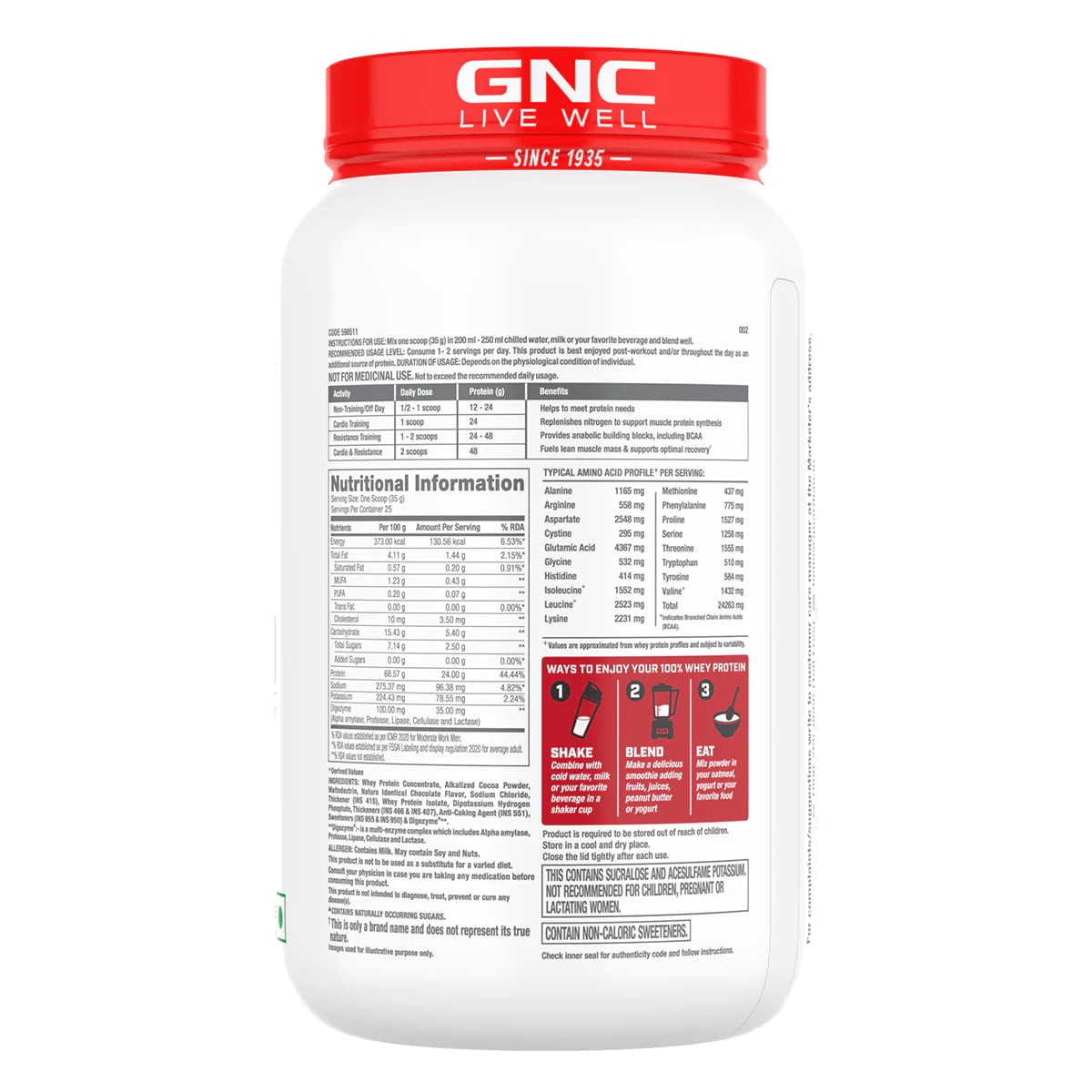 GNC PRO Performance 100% Whey Chocolate Fudge Flavour Powder, 0.907 kg, Pack of 1 GNC PRO Performance 100% Whey Chocolate Fudge Flavour Powder, 0.907 kg, Pack of 1