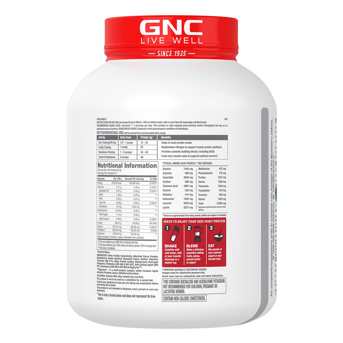 GNC PRO Performance 100% Whey Chocolate Fudge Flavour Powder, 1.81 kg, Pack of 1 GNC PRO Performance 100% Whey Chocolate Fudge Flavour Powder, 1.81 kg, Pack of 1