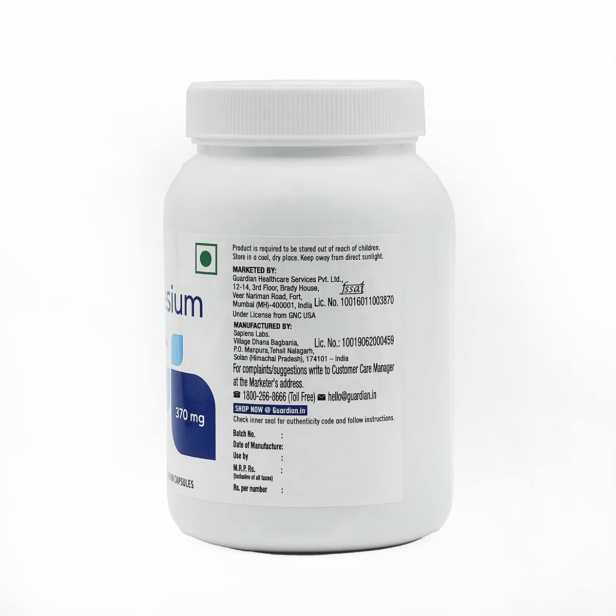 GNC Magnesium 370 mg, 120 Capsules, Pack of 1 GNC Magnesium 370 mg, 120 Capsules, Pack of 1