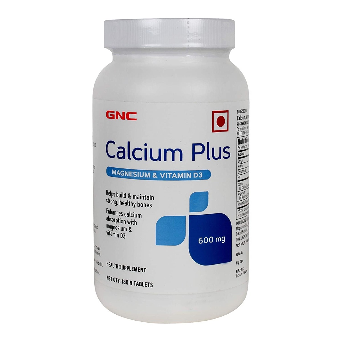 GNC Calcium Plus with Magnesium & Vitamin D3 600 mg, 180 Tablets Price
