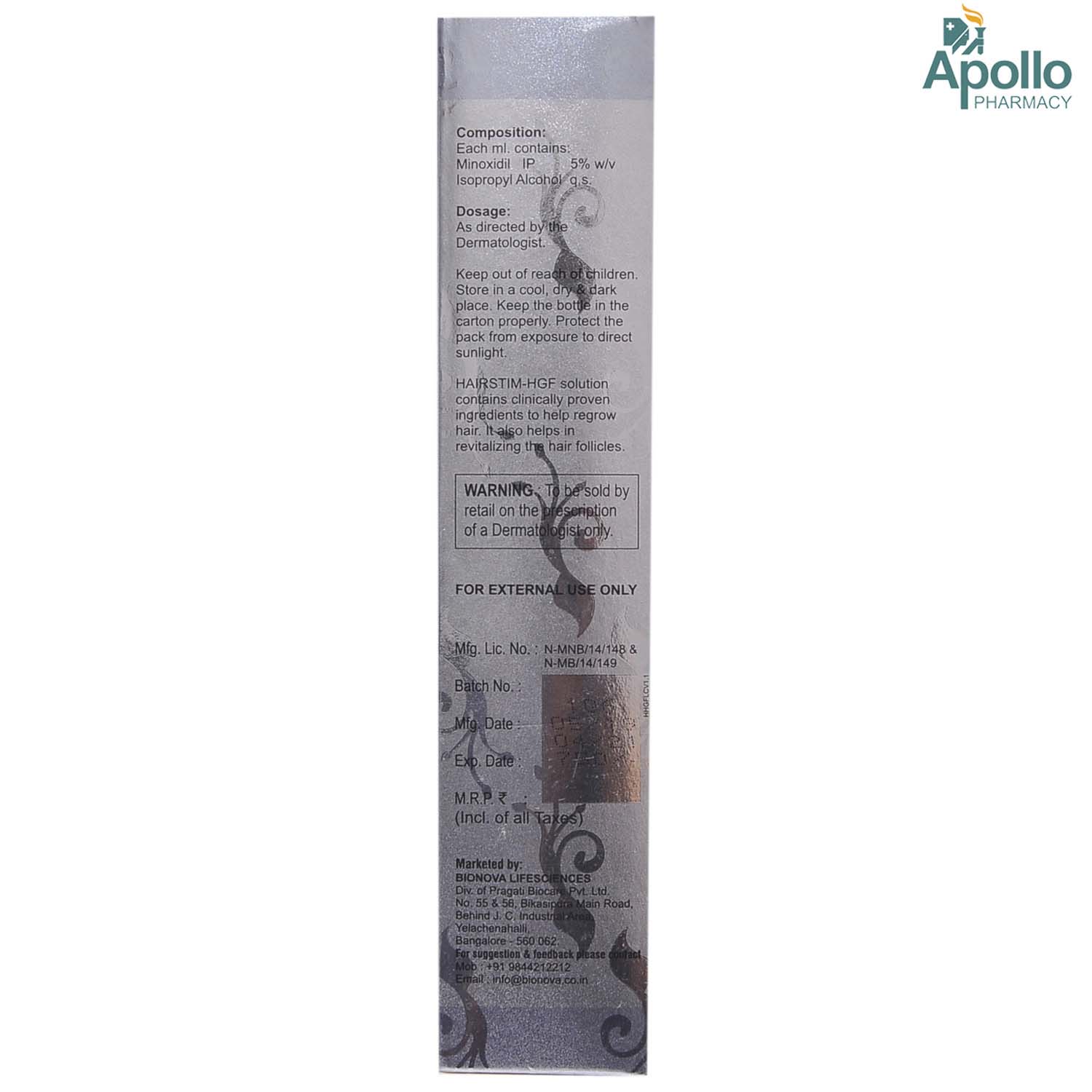 Hairstim-HGF Topical Solution 60 ml, Pack of 1 SOLUTION Hairstim-HGF Topical Solution 60 ml, Pack of 1 SOLUTION