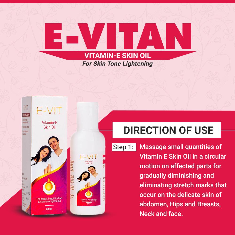 Healthvit EVit VitaminE Skin Oil, 60 ml Price, Uses, Side Effects