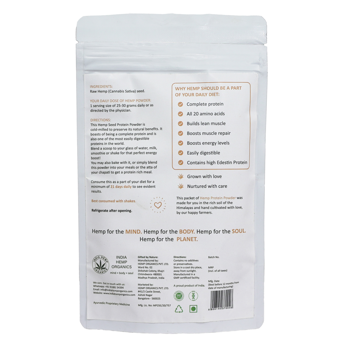 India Hemp Organics 100% Hemp Protein Powder, 100 gm, Pack of 1 India Hemp Organics 100% Hemp Protein Powder, 100 gm, Pack of 1