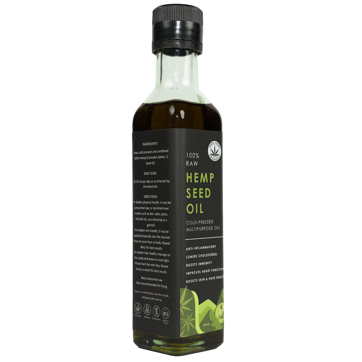 India Hemp Organics 100% Raw Hemp Seed Oil, 250 ml, Pack of 1 India Hemp Organics 100% Raw Hemp Seed Oil, 250 ml, Pack of 1