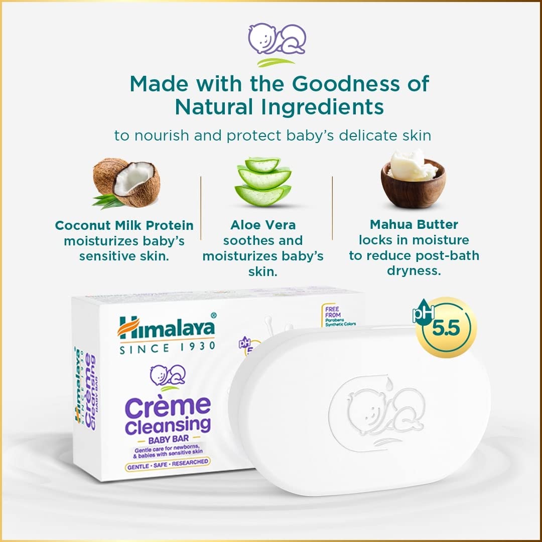 Himalaya pH 5.5 Creme Cleansing Baby Bar, 75 gm, Pack of 1 Himalaya pH 5.5 Creme Cleansing Baby Bar, 75 gm, Pack of 1