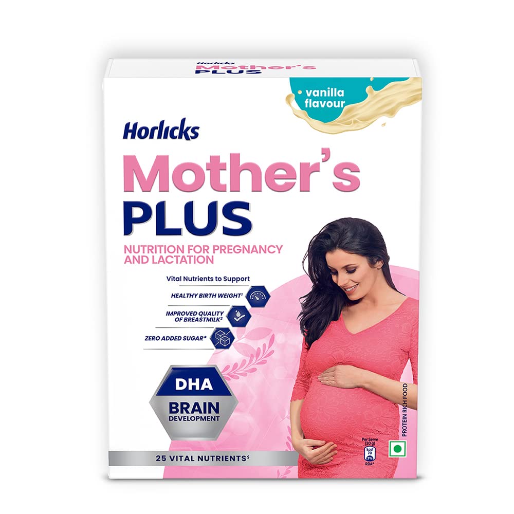 Horlicks Mother's Plus Vanilla Flavour Nutrition Powder, 400 gm Refill Pack | 25 Vital Nutrients | Support Healthy Birth Weight | Improves Lactation, Pack of 1