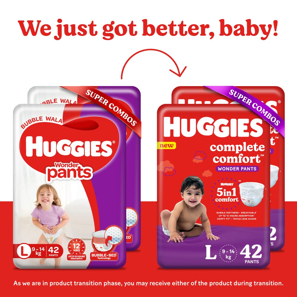 Huggies Complete Comfort Wonder Baby Diaper Pants Large, 84 Count (2x42), Pack of 1 Huggies Complete Comfort Wonder Baby Diaper Pants Large, 84 Count (2x42), Pack of 1